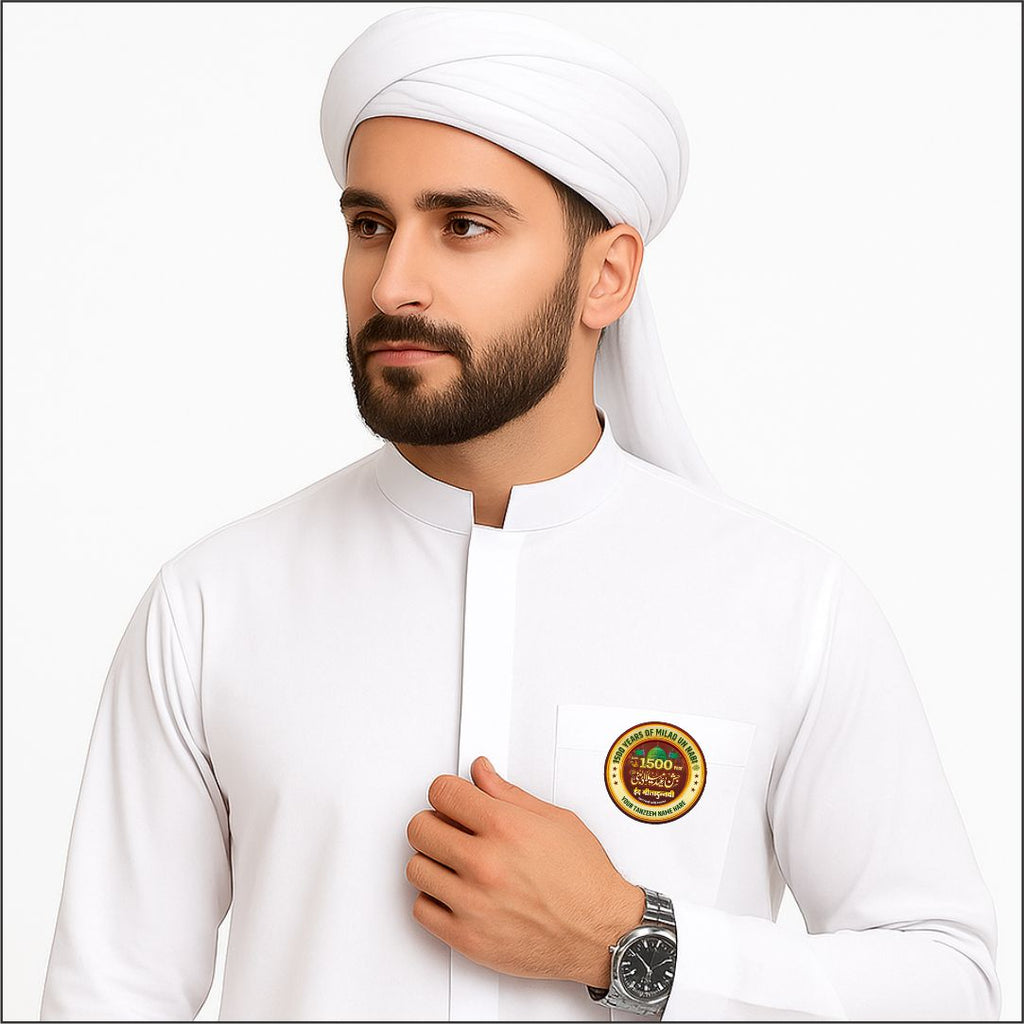 Customized Button Badge Eid Milad UL Nabi (S.A.W) in Golden & Red Color | MOQ 50